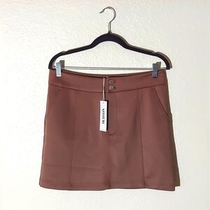 HUDSON Deep Taupe Collection Seamed Mini Skirt Women's Size M NWT